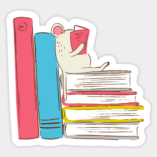 Reading Mouse Sticker by Jacqueline Hurd